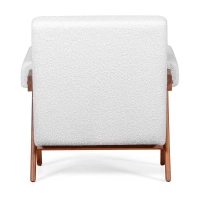 Confort loungefåtölj Compass i trä och boucle Mobelarium