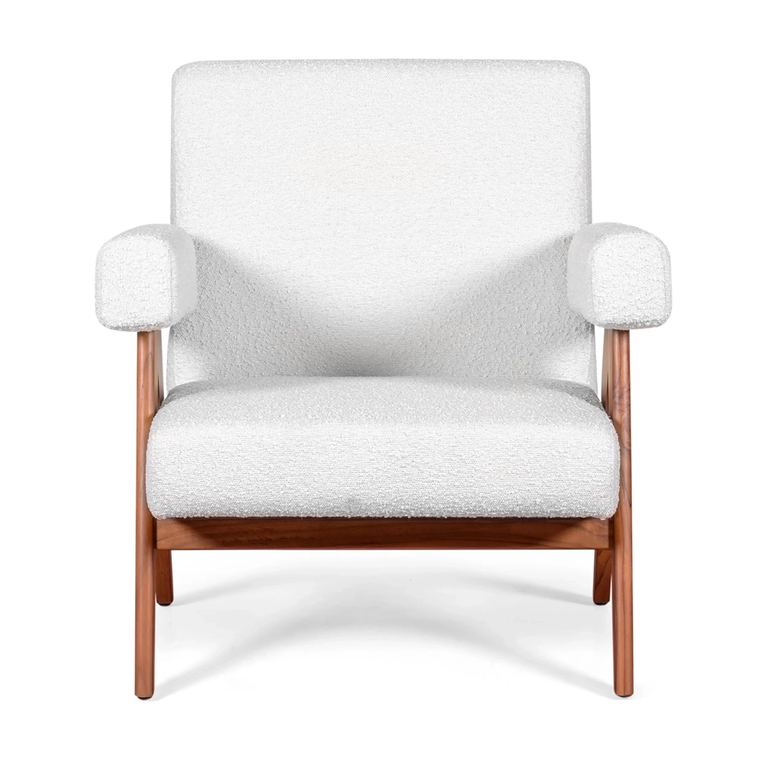 Confort lounge armchair Compass in wood and boucle - Mueble Design