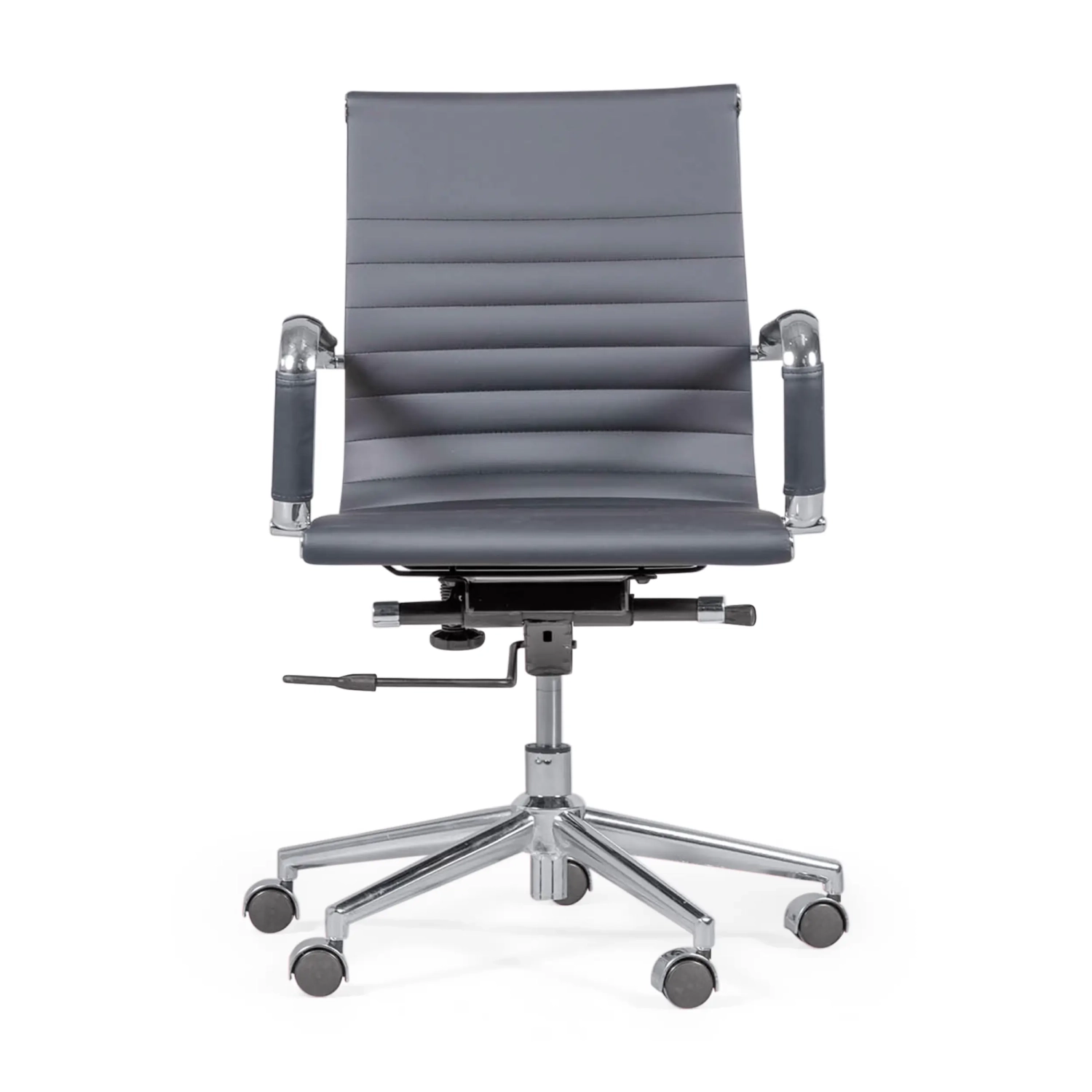 Chaise de bureau avec dossier bas | Design moderne en simili cuir et acier chromé