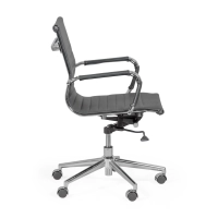 Bürostuhl mit niedriger Rückenlehne | Modernes Design aus Kunstleder und verchromtem Stahl