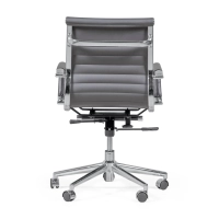 Bürostuhl mit niedriger Rückenlehne | Modernes Design aus Kunstleder und verchromtem Stahl