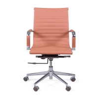 Kontorsstol med lågt ryggstöd | Modern design i konstläder och förkromat stål