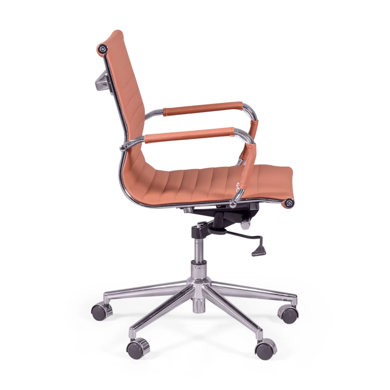 Sedia operativa per ufficio con schienale basso | Design moderno in similpelle e acciaio cromato