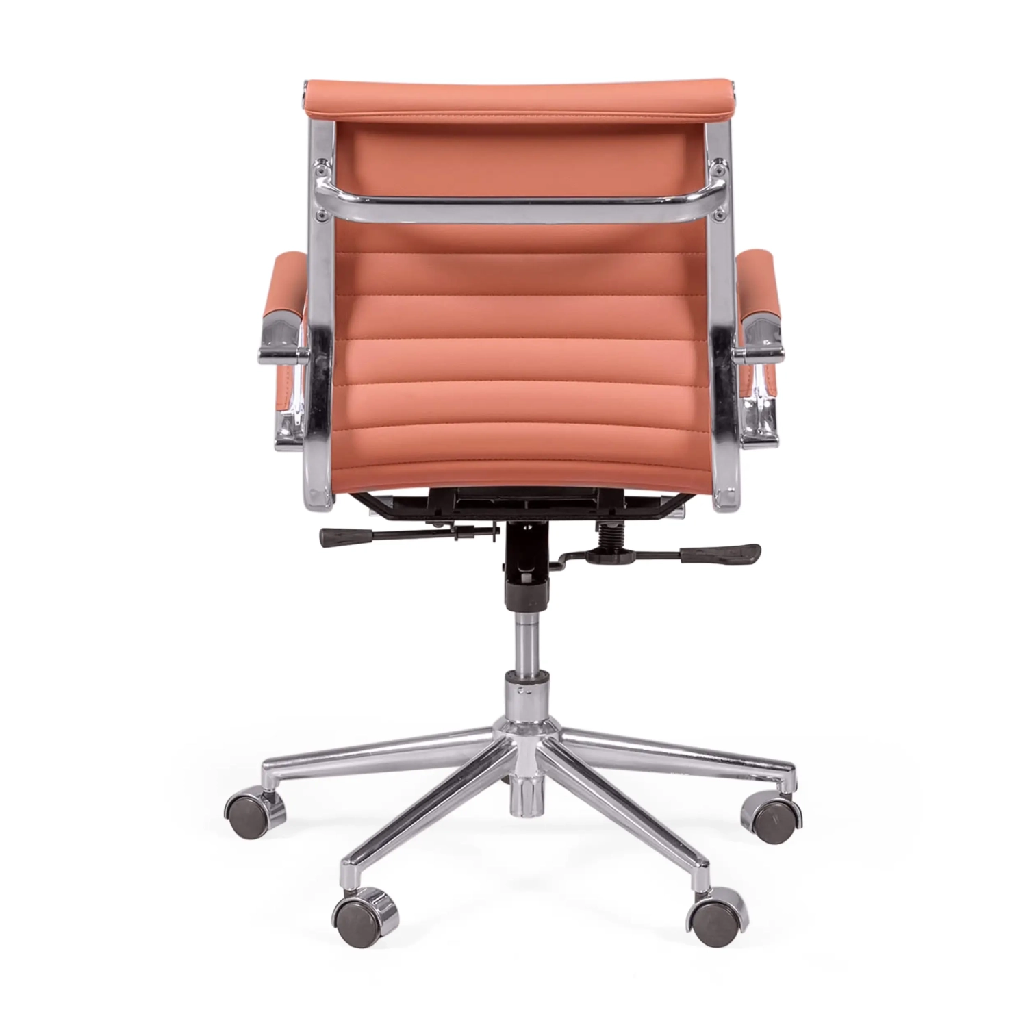 Pracovní kancelářská židle s nízkým opěradlem | Moderní design v imitaci kůže a chromované oceli