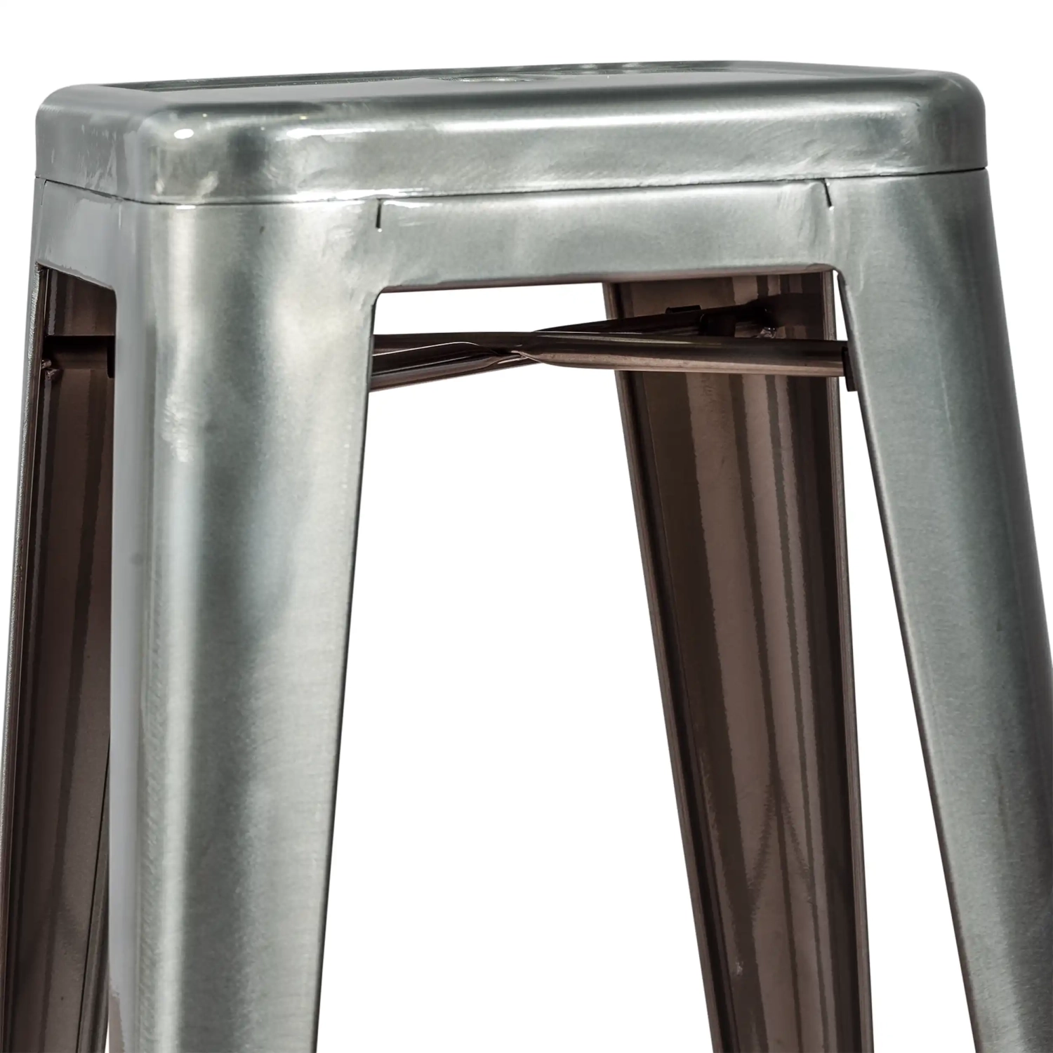Taburete industrial Bistro 76 cm | Acero brillante apilable