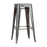 Tabouret industriel Bistro 76 cm | Acier brillant empilable