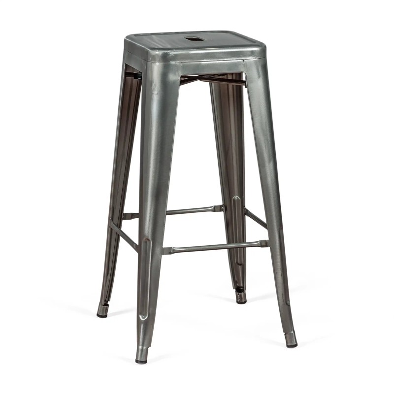 Hocker industriell Bistro 76 cm | Blankstahl stapelbar