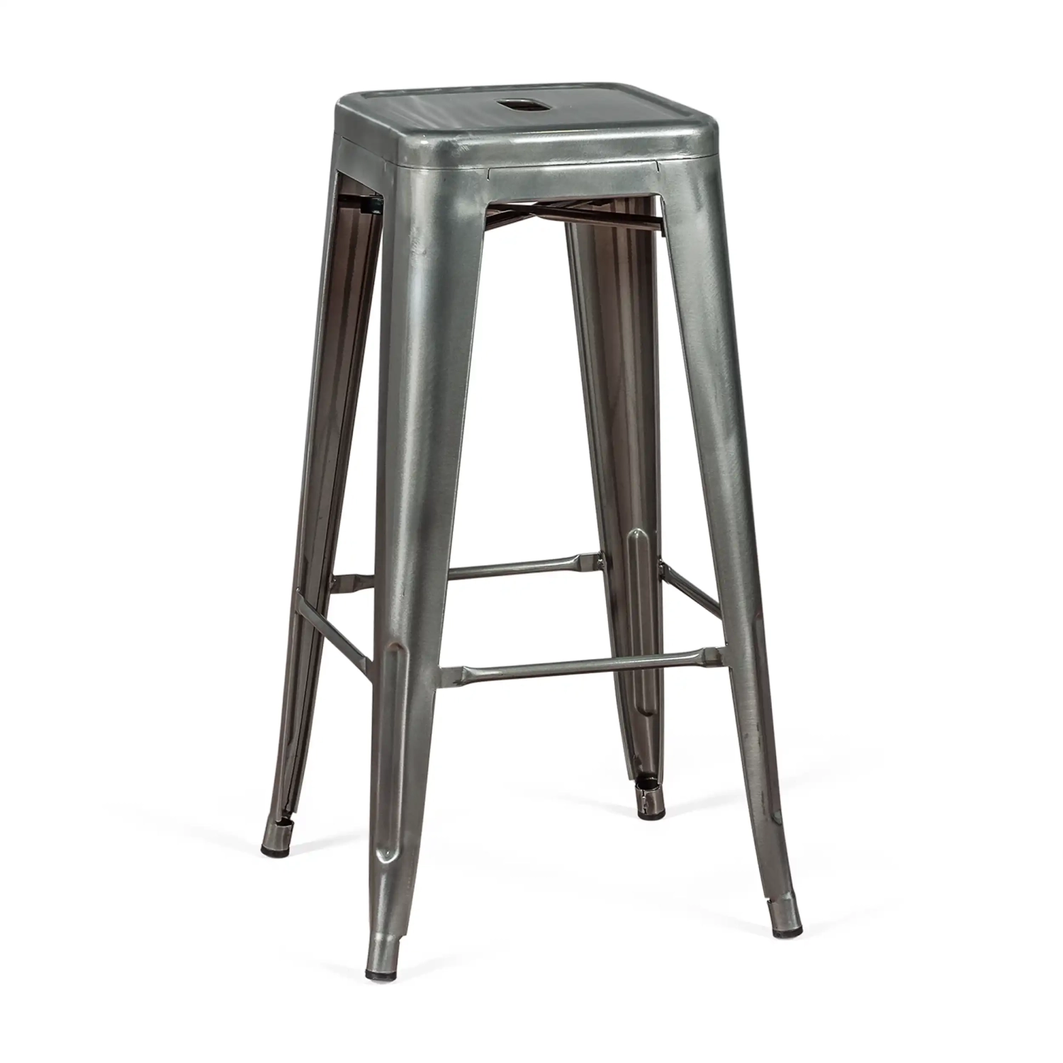 Sgabello Bistro industriale 76 cm | Acciaio brillante impilabile