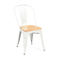 Chaise empilable Bistro | Acier mat et bois massif, style industriel