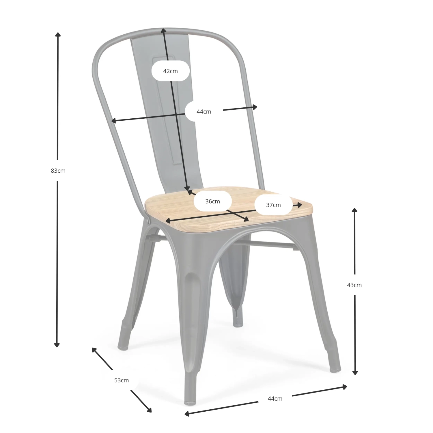 Sedia impilabile Bistro | Acciaio opaco e legno massiccio, stile industriale