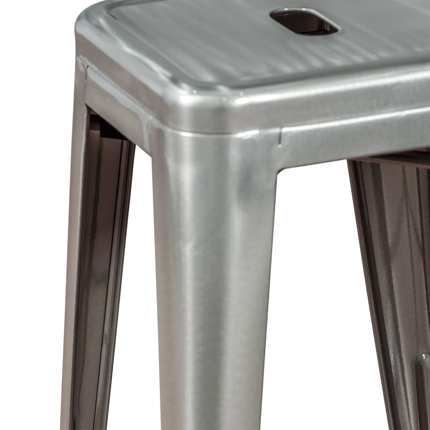 Tamborete industrial Bistro 66 cm | Aço empilhável brilhante ou mate
