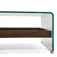 Table basse Pot : Verre trempé avec tiroir en bois