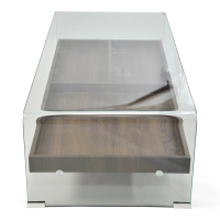 Table basse Pot : Verre trempé avec tiroir en bois