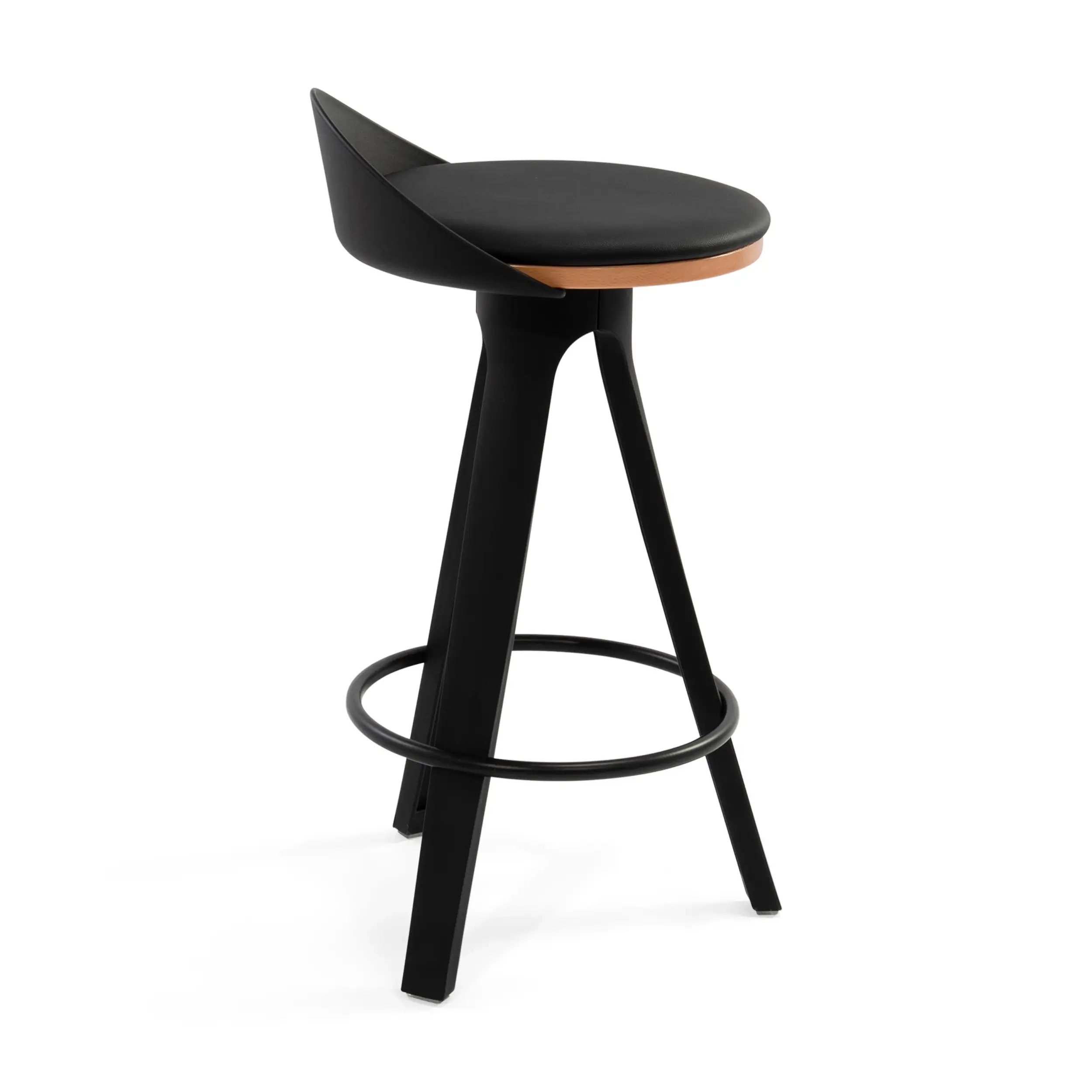 Sgabello Design Deco con sedile in faggio e similpelle