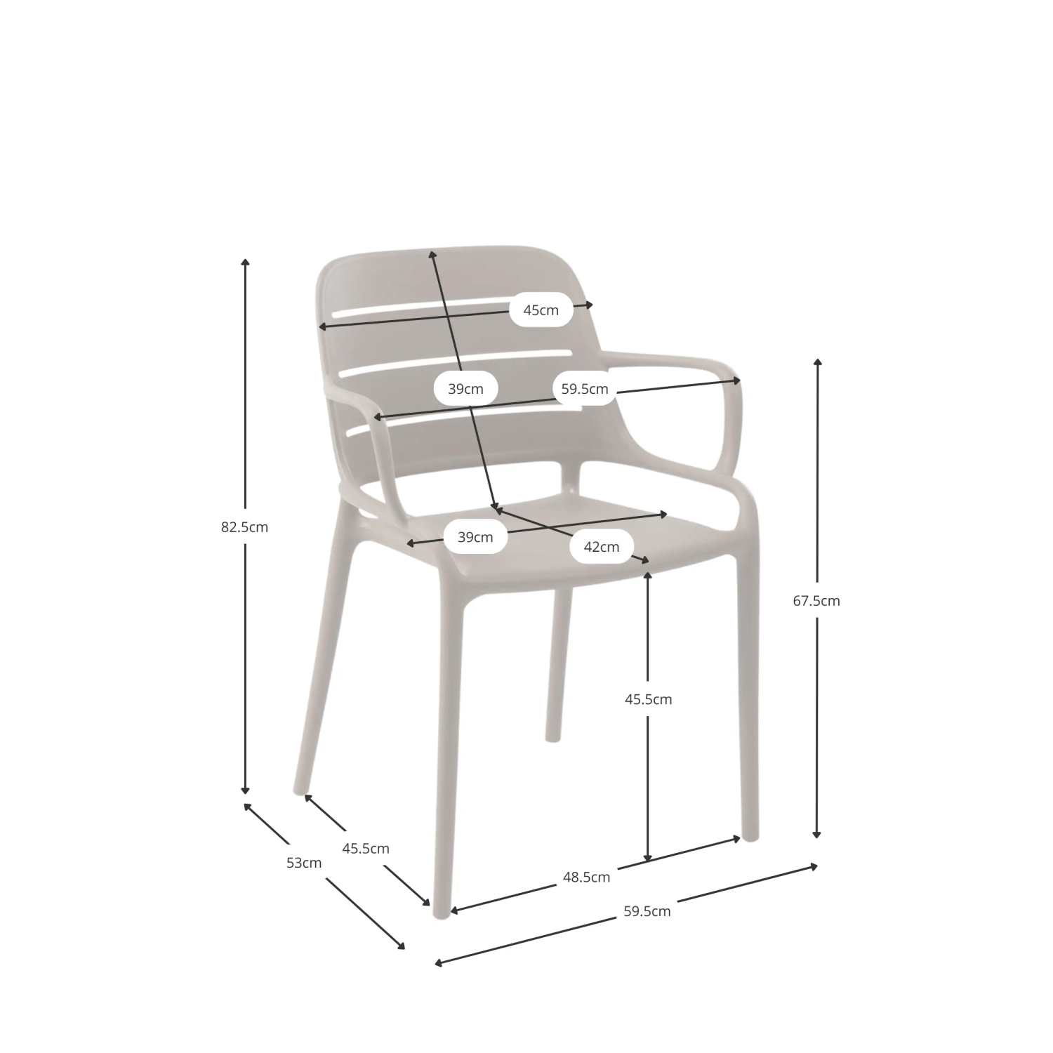 Chaise d'extérieur empilable en polypropylène - Sunset