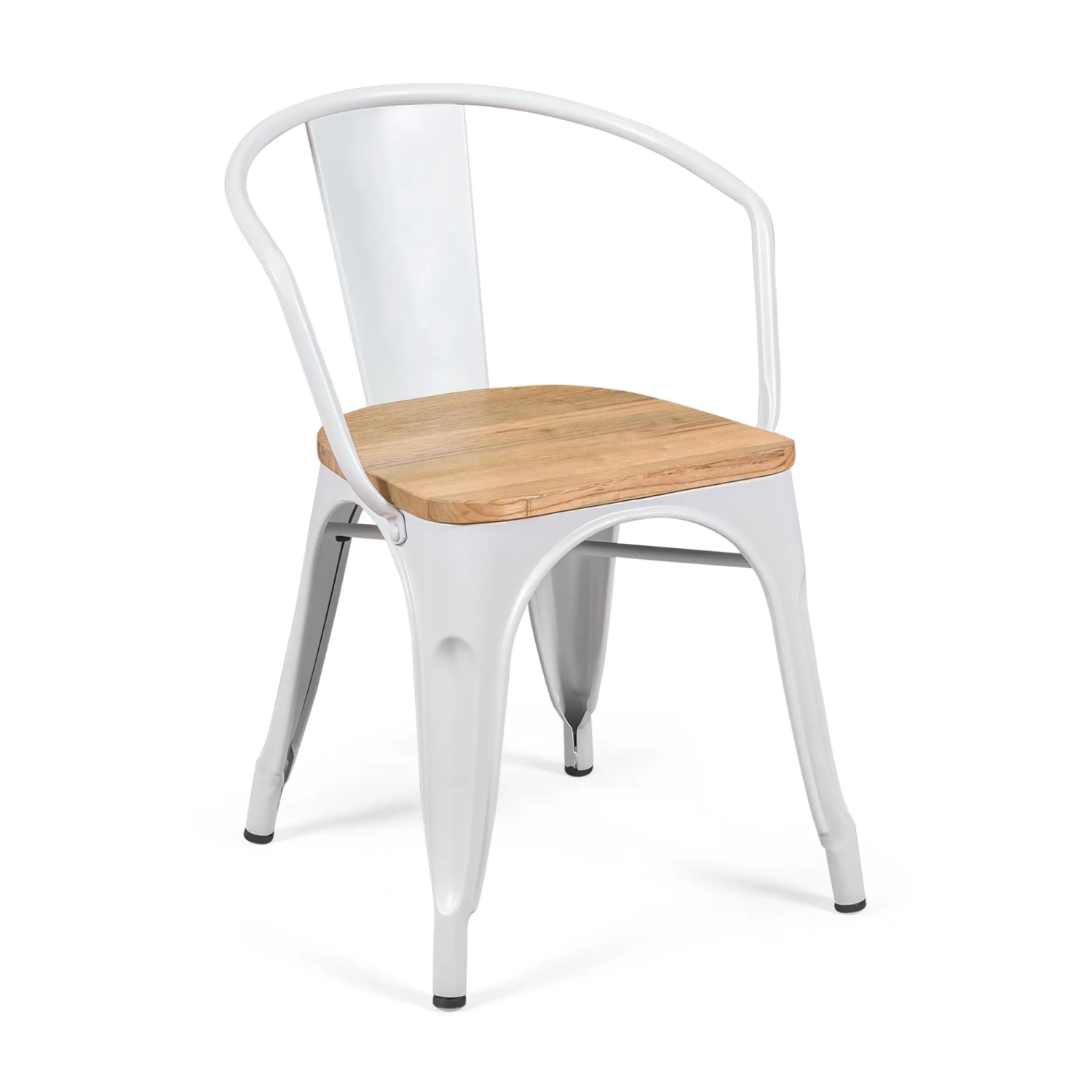 Bistro Chaise en bois à accoudoirs | Chaise industrielle avec accoudoirs et assise en bois