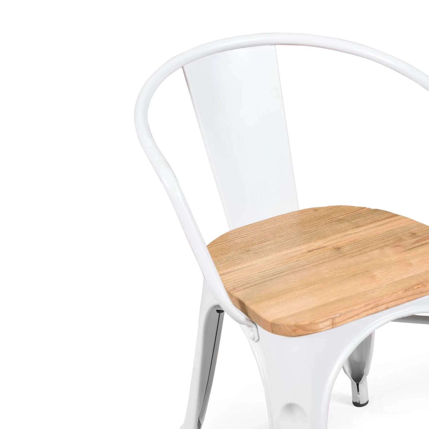 Bistro Silla de madera con brazos | Silla industrial con brazos y asiento de madera
