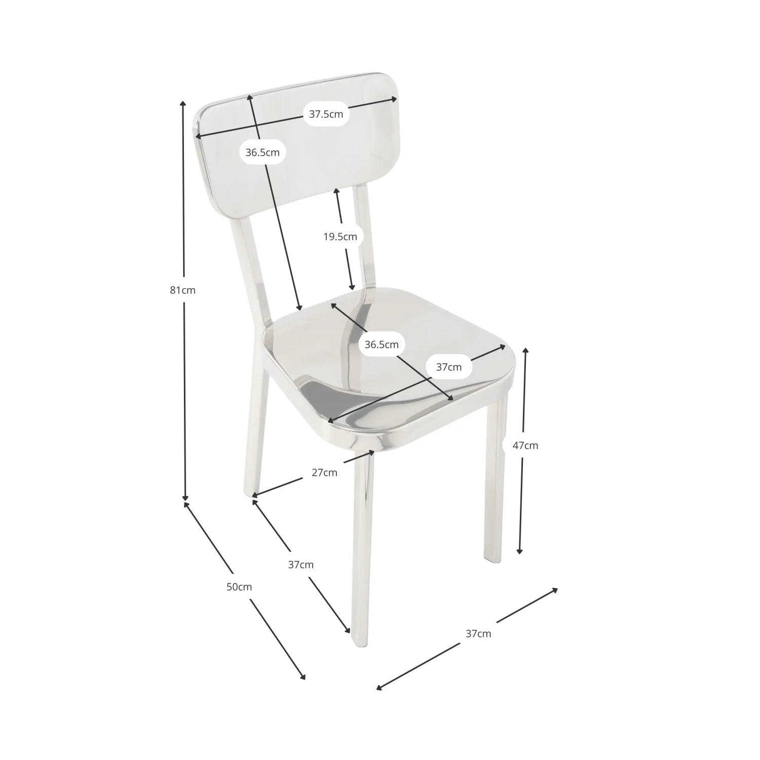 Silla Delawere de acero inoxidable | Diseño industrial elegante