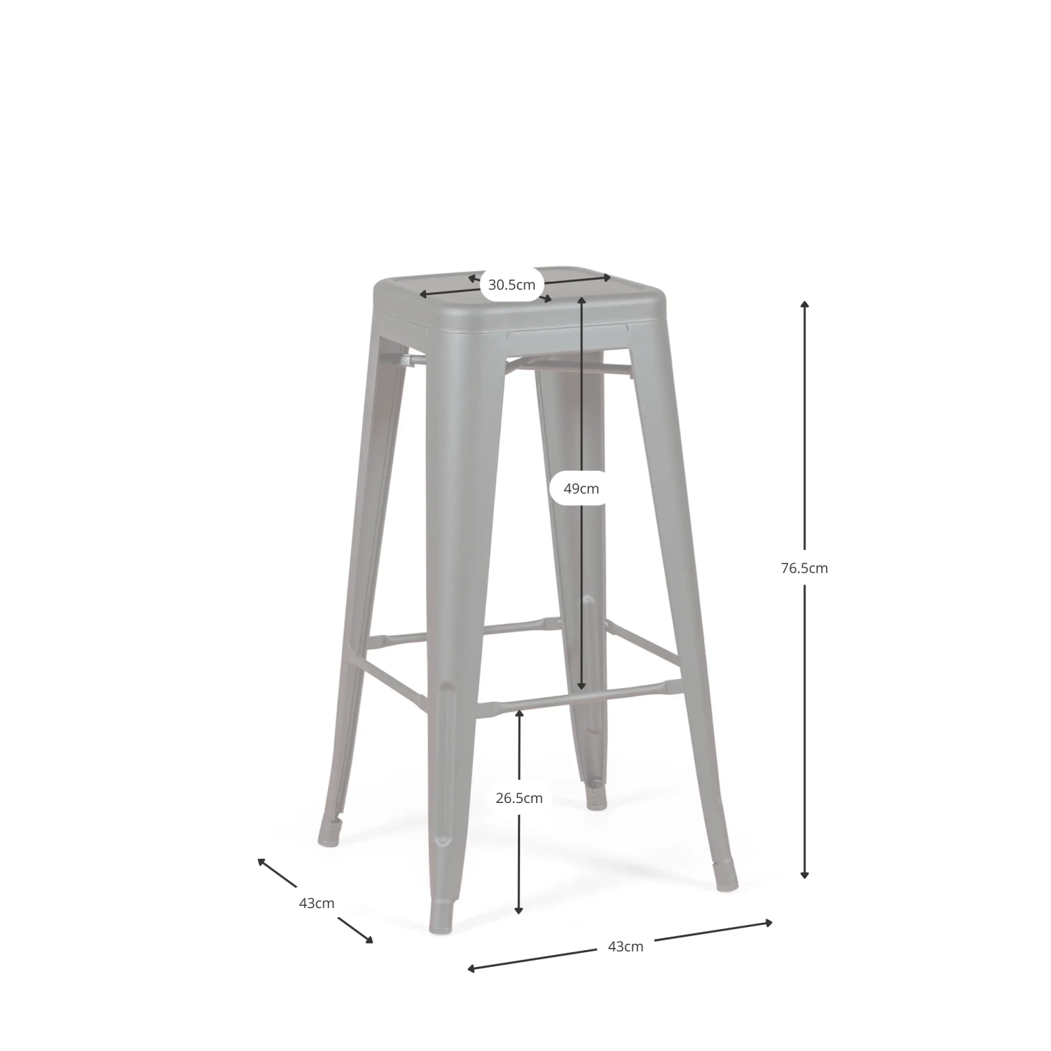 Bistro industrial jakkara Matt 76cm valkoinen - Industrial jakkarat ja tuolit - Industrial jakkarat ja tuolit