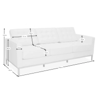 Venice sofa 3-osobowa z włoskiej skóry | Florence Wzornictwo inspirowane Knoll