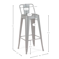 Industriell pall Metal Wide Bistro Matte - Industriell pall