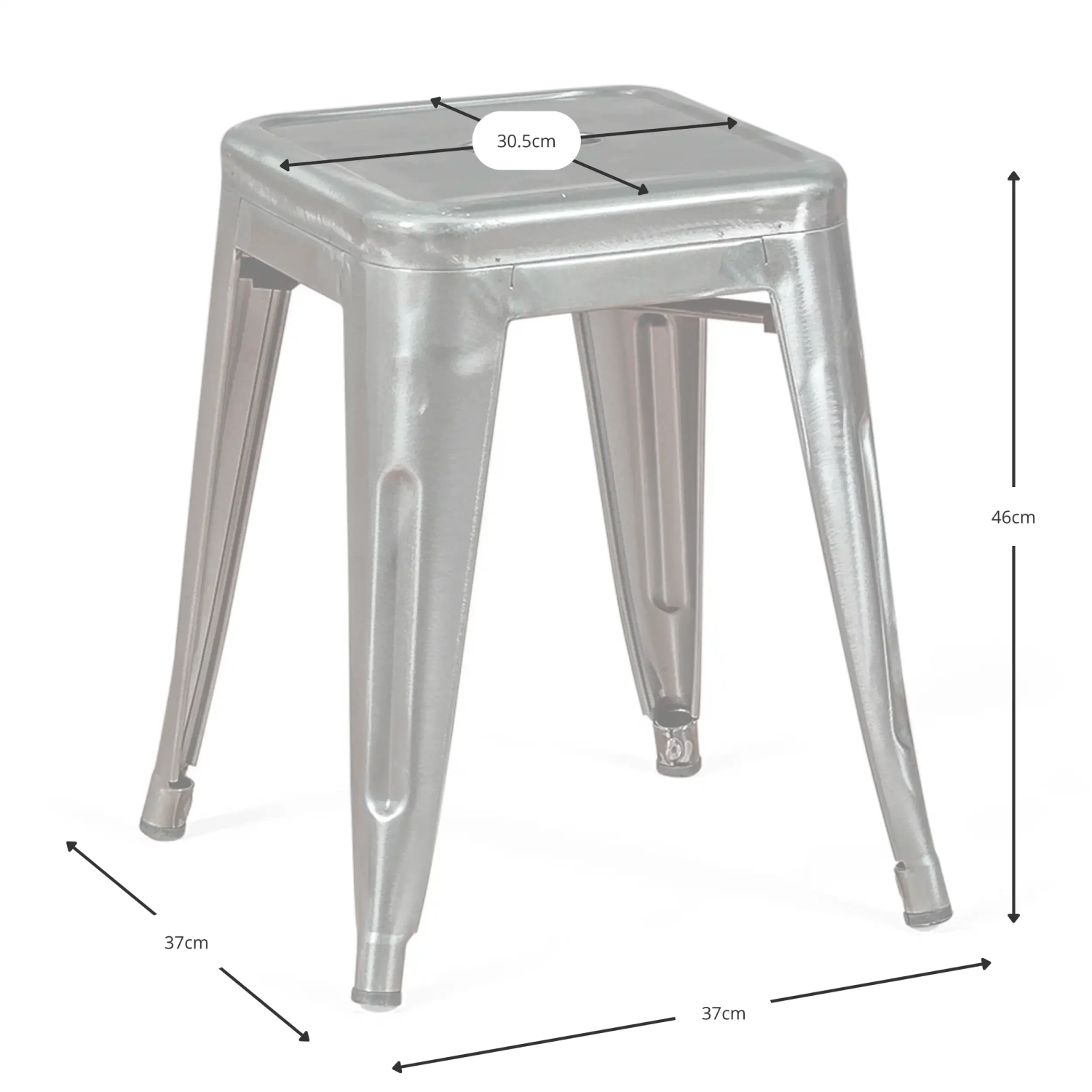 Barstoel Metallic Bistro 45 cm | Industriële stijl Stapelbaar