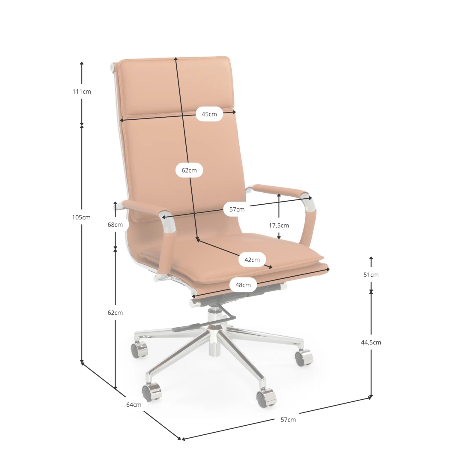 Kancelářská židle Studio s vysokým opěradlem | Ergonomická kancelářská židle z umělé kůže