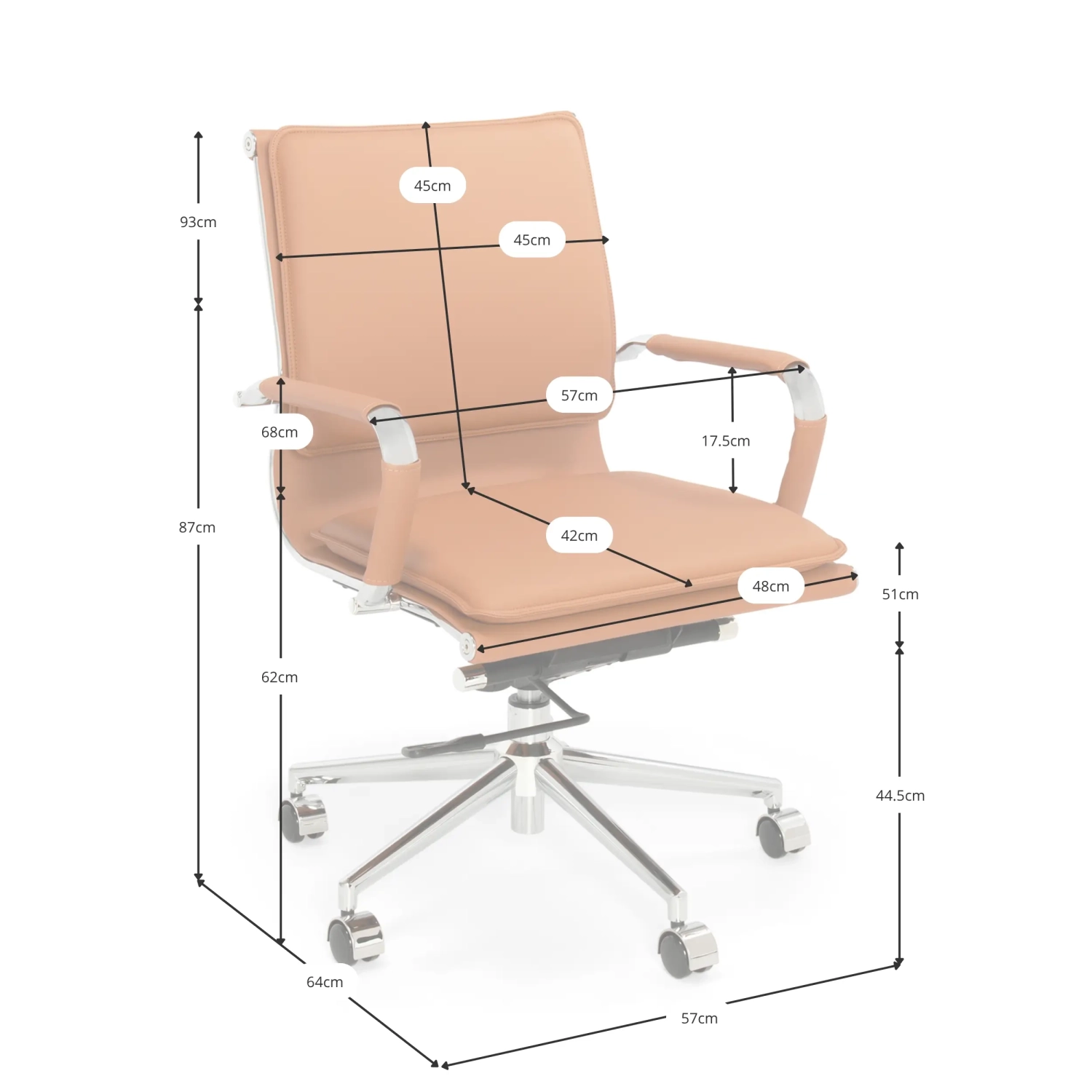 Cadeira de escritório Studio com encosto baixo | Design ergonómico e moderno