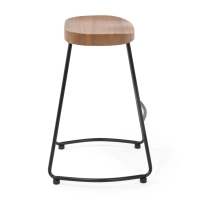 Stołek barowy Portland Industrial 66 cm | Lite drewno wiązowe i stal