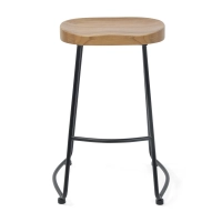 Portland Industrial Barhocker 66 cm | Massives Ulmenholz & Stahl