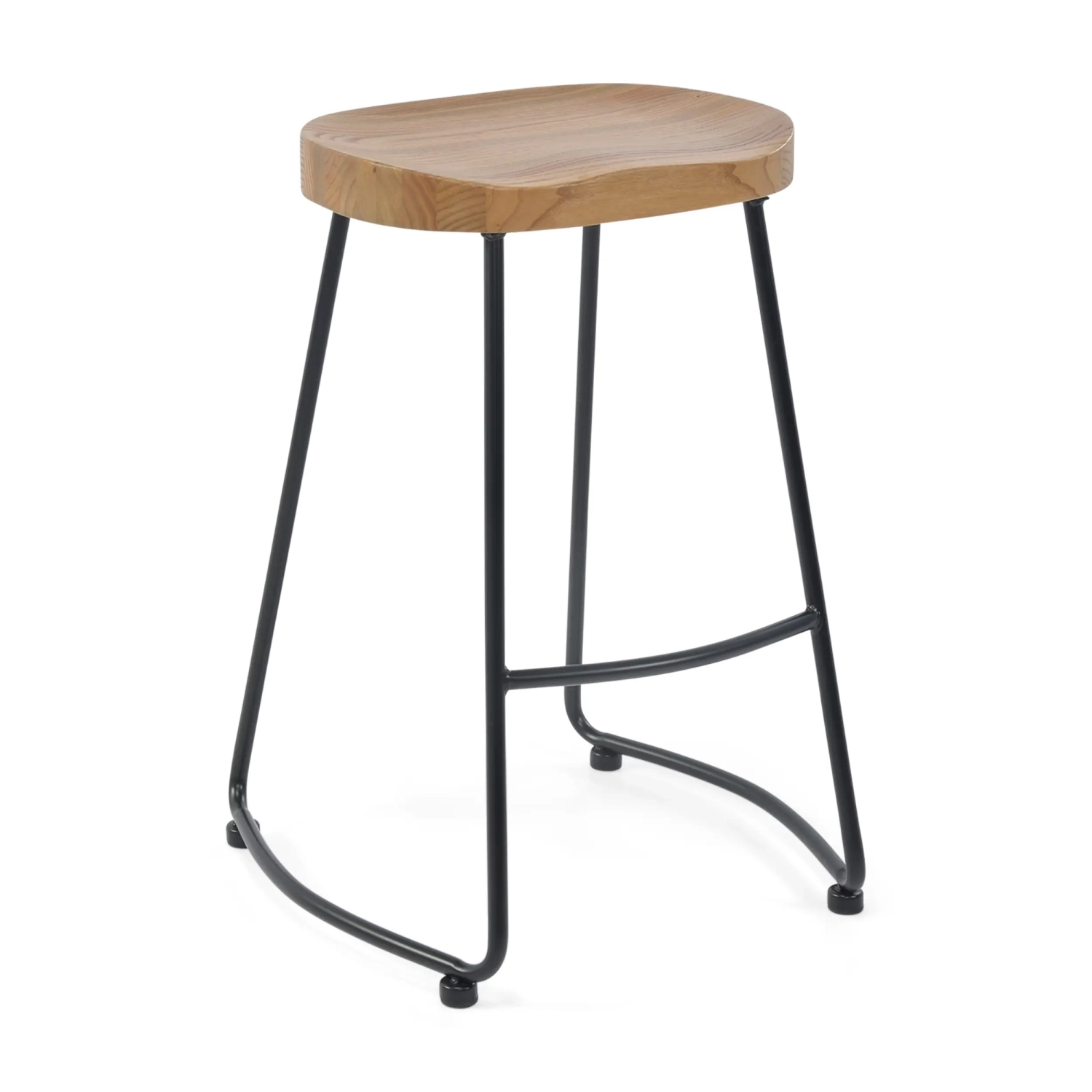 Portland industriell barstol 66 cm | Massivt almträ och stål