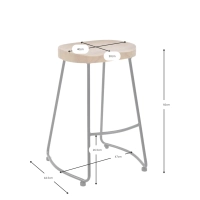Portland industriële barkruk 66 cm | Massief iepenhout en staal
