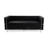 Torino 3-Seater Italian Leather Sofa | Stainless Steel Frame