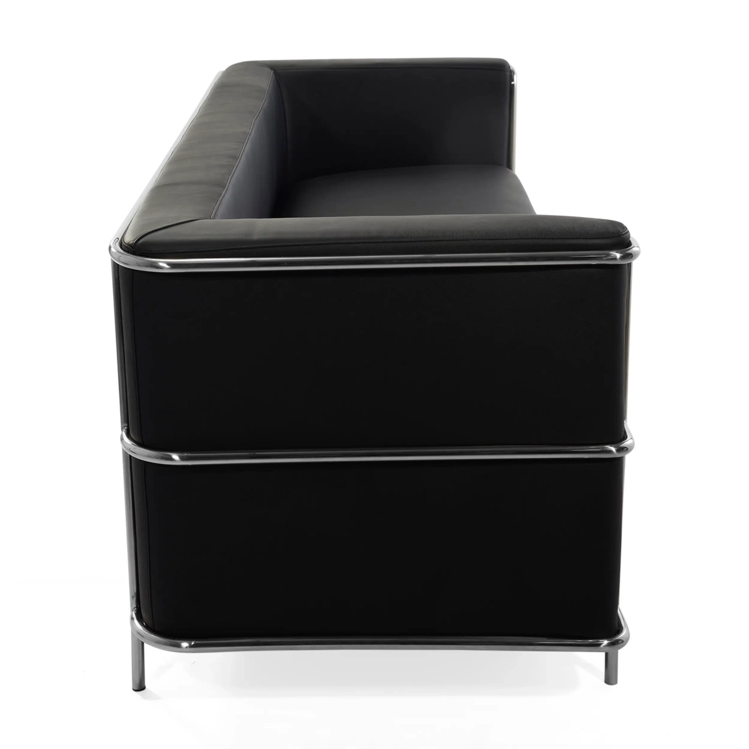Włoska skórzana sofa trzyosobowa „Torino” | Stelaż ze stali nierdzewnej