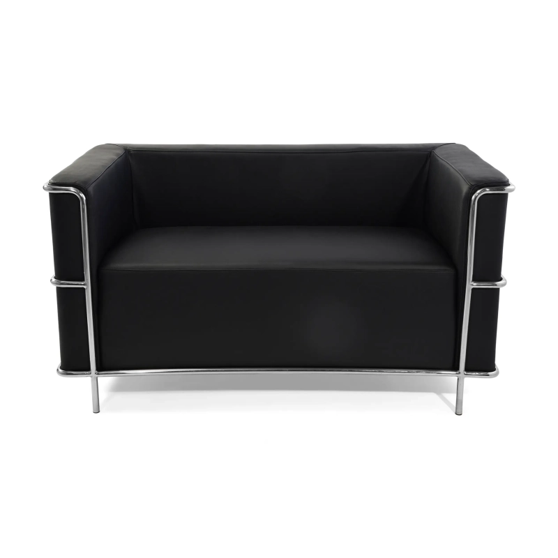 Torino 2-Seater Italian Leather Sofa | Stainless Steel Frame