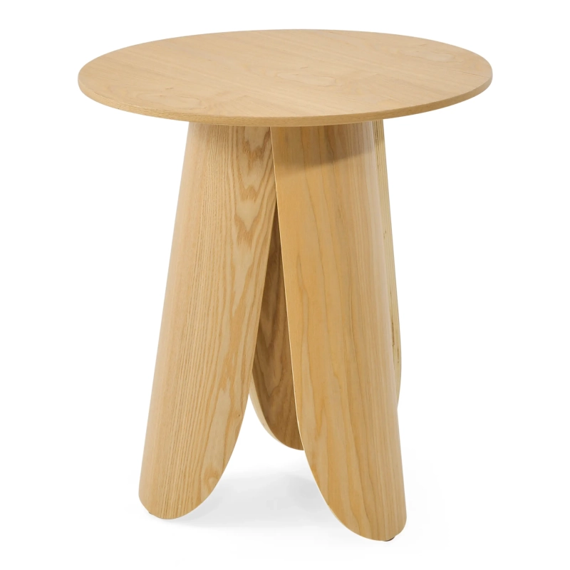 Pluto Scandinavische bijzettafel van essenhout 50 cm | Ronde houten tafel