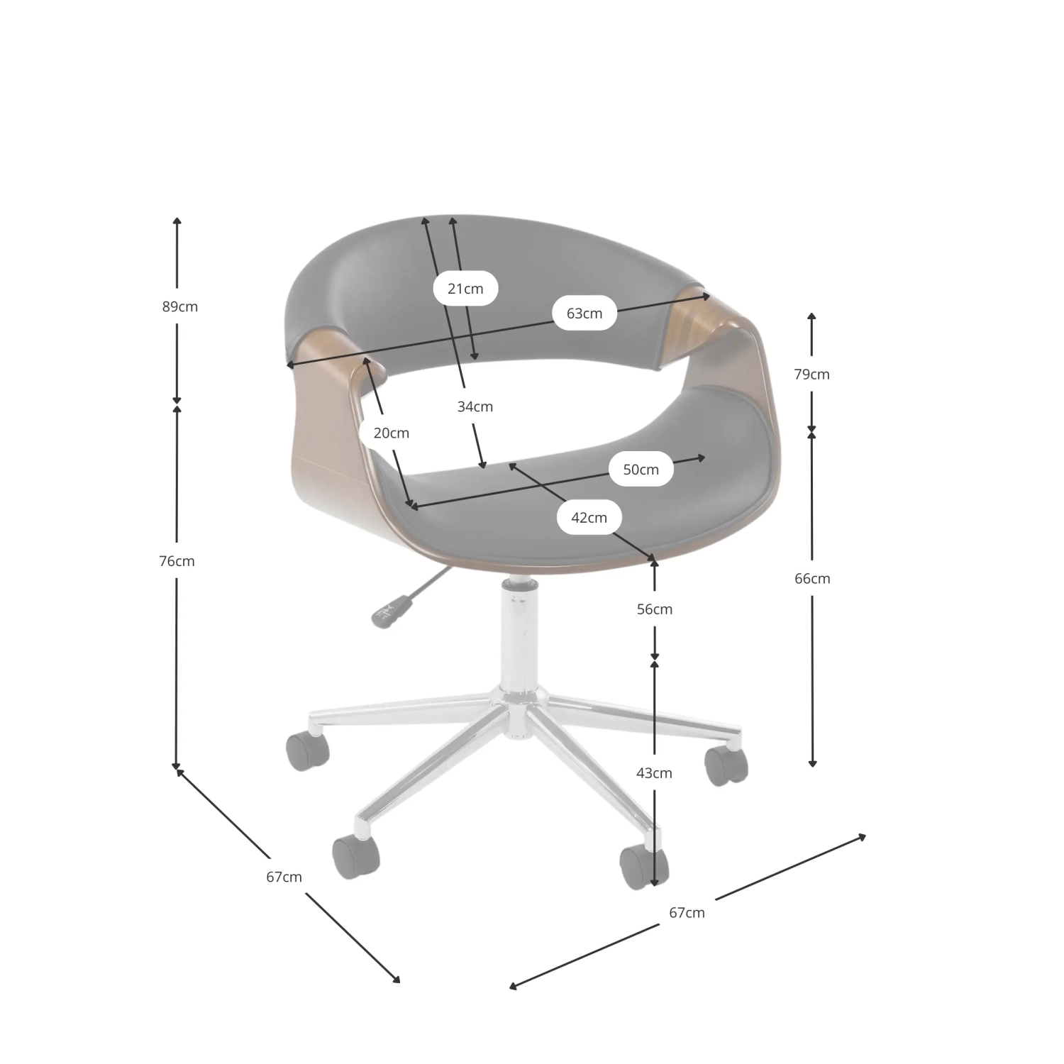 Burrow S Sedia da ufficio in noce | Design Mid-Century