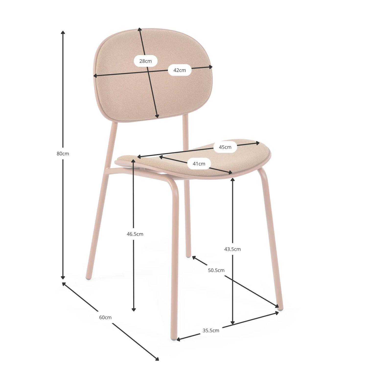 Ergonomiczne, sztaplowane krzesło do jadalni Carlotta | Nowoczesne krzesło tapicerowane
