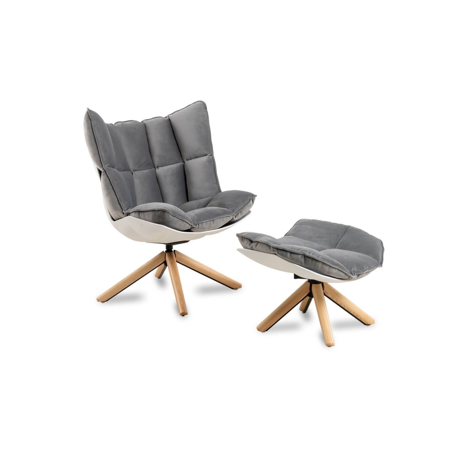 Réplica da poltrona Design Poltrona Husk com apoio para os pés da magnífica designer Patricia Urquiola