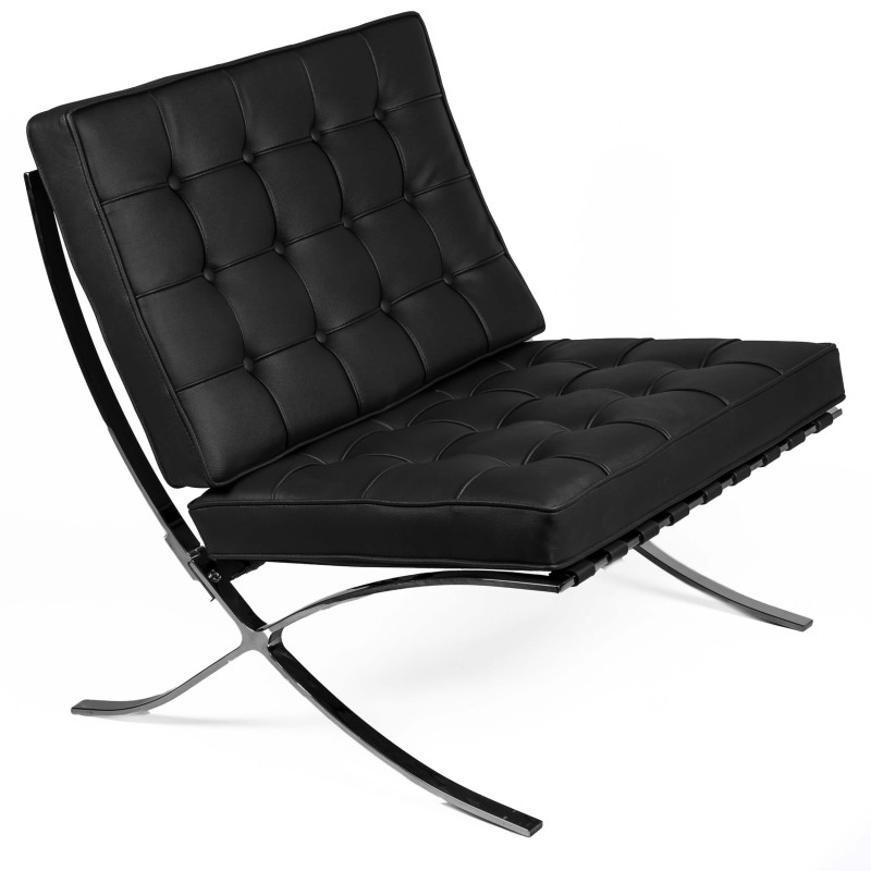 Chaise Berlin recouverte de cuir écologique et structure en acier inoxydable