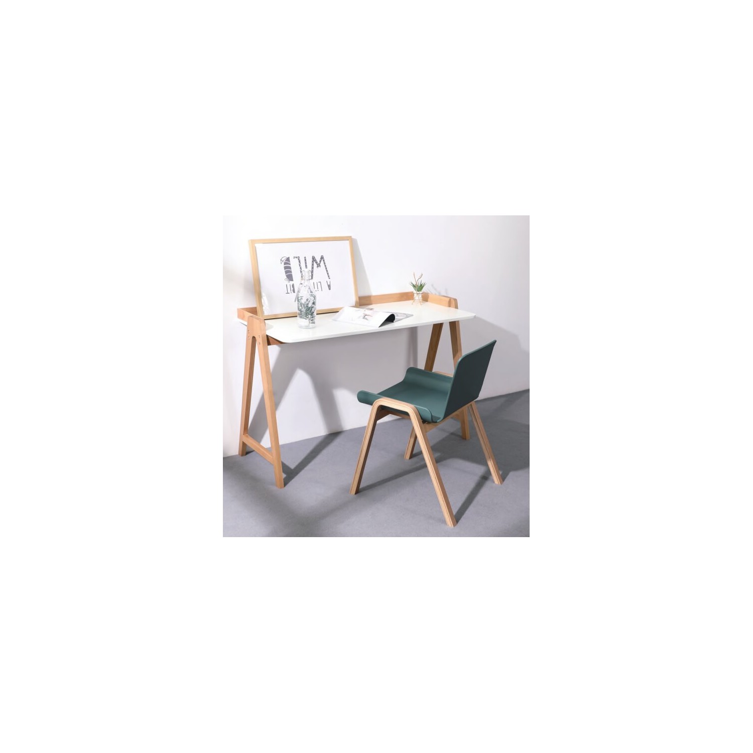 Mesa pop com pernas de carvalho maciço