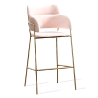Tabouret haut rembourré avec pieds dorés