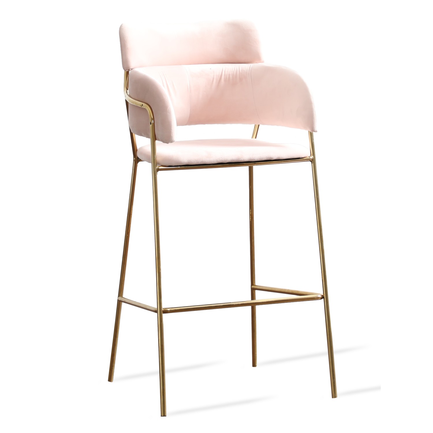 Tabouret haut rembourré avec pieds dorés