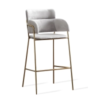 Sgabello alto imbottito con gambe dorate