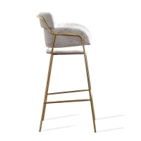 Sgabello alto imbottito con gambe dorate