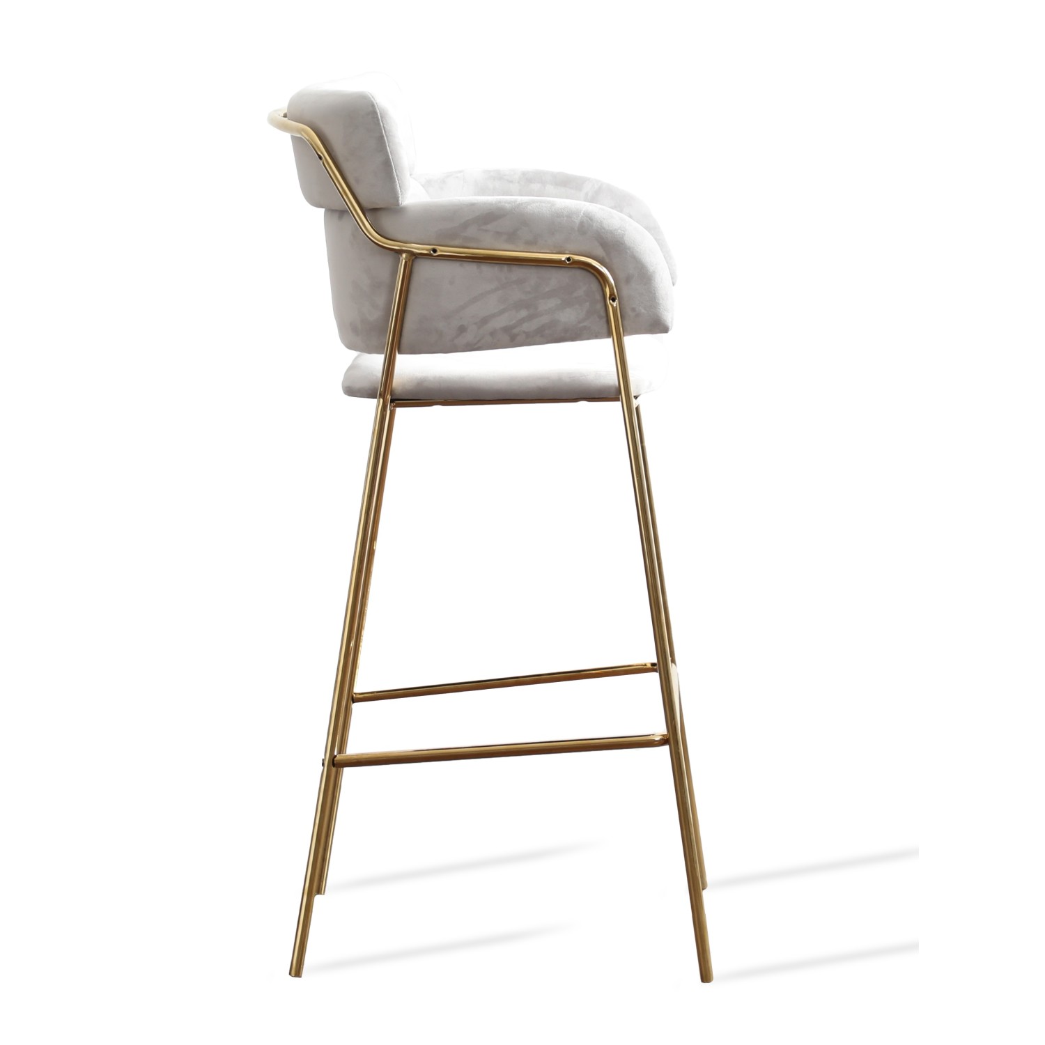 Sgabello alto imbottito con gambe dorate