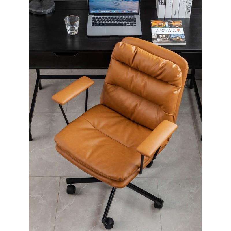 Bureaustoel bekleed met bruin kunstleer