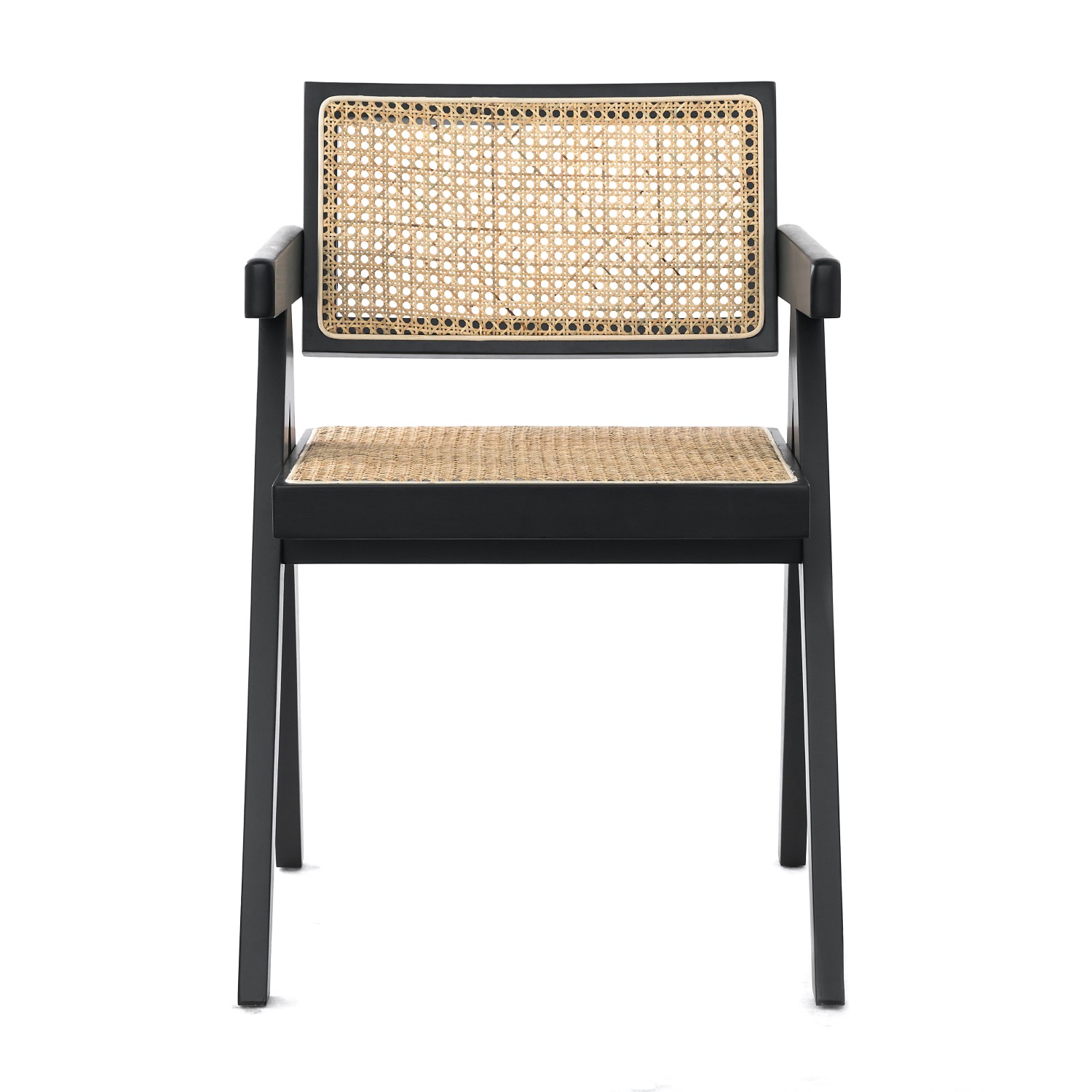 Réplique de la chaise Chandigarh avec accoudoirs du designer Pierre Jeanneret 