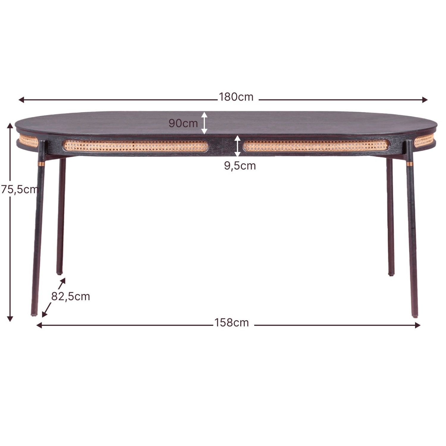Glorious eettafel 180cm in naturel rotan