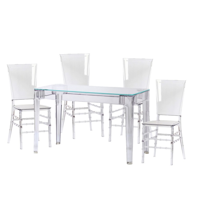 Pack Tavolo Ghost 120cm E 4 Sedie Felipe Ghost